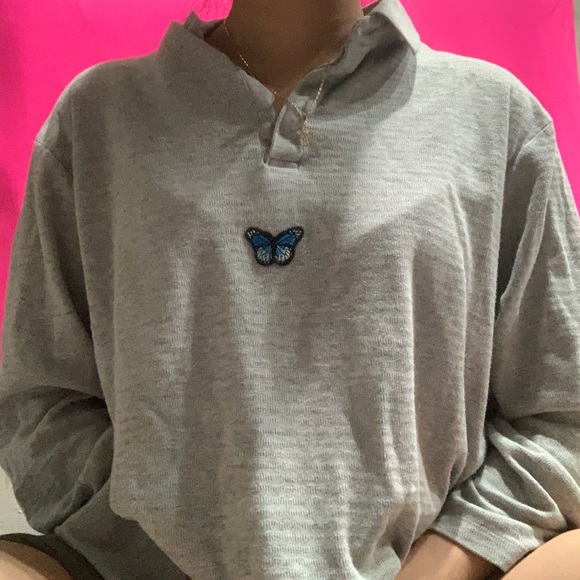 Sweaters - gray butterfly sweater ✧